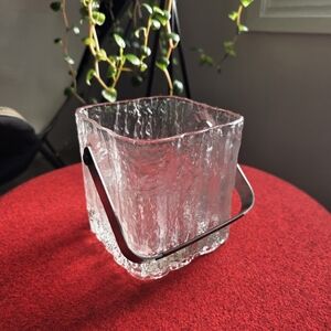 Mid Century  Ice Bucket Glass Scandinavian Design Hoya Co/Vintage Hoya Glacier
